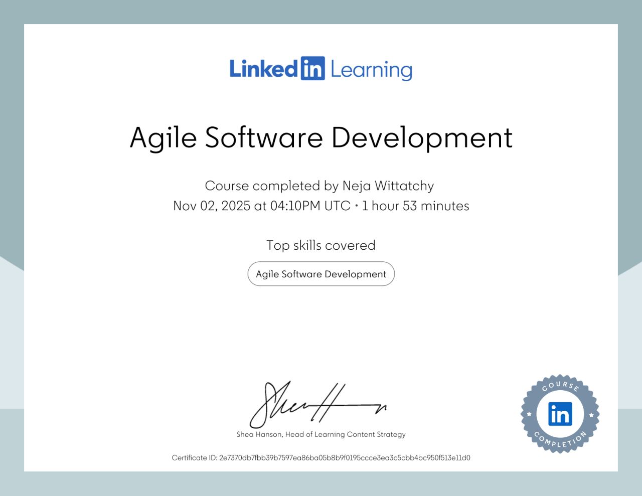 Agile Software Development Certificate