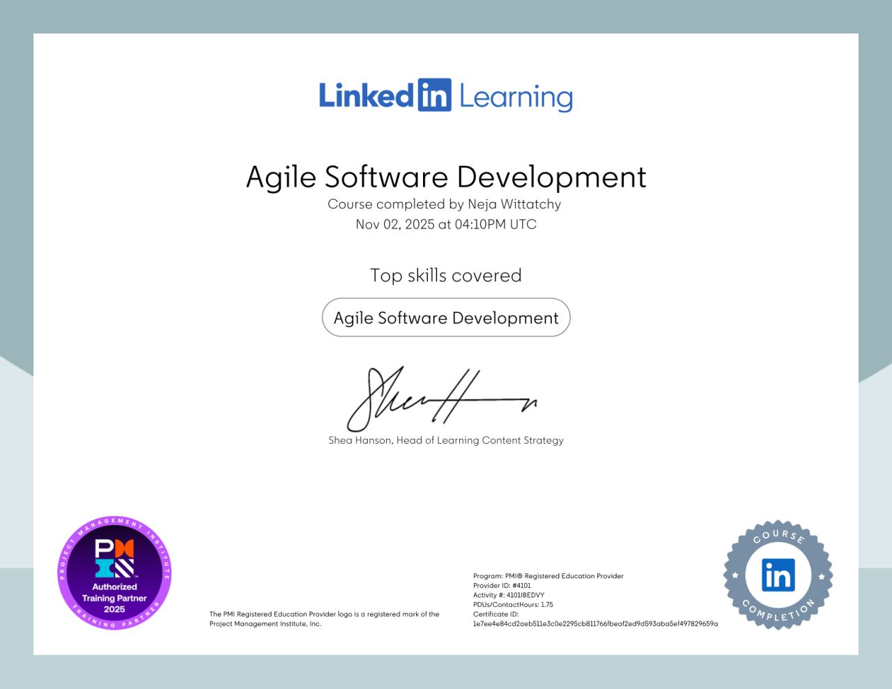 Agile Software Development Certificate