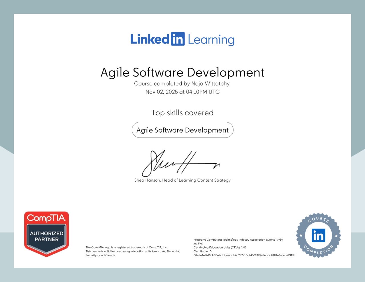 Agile Software Development Certificate