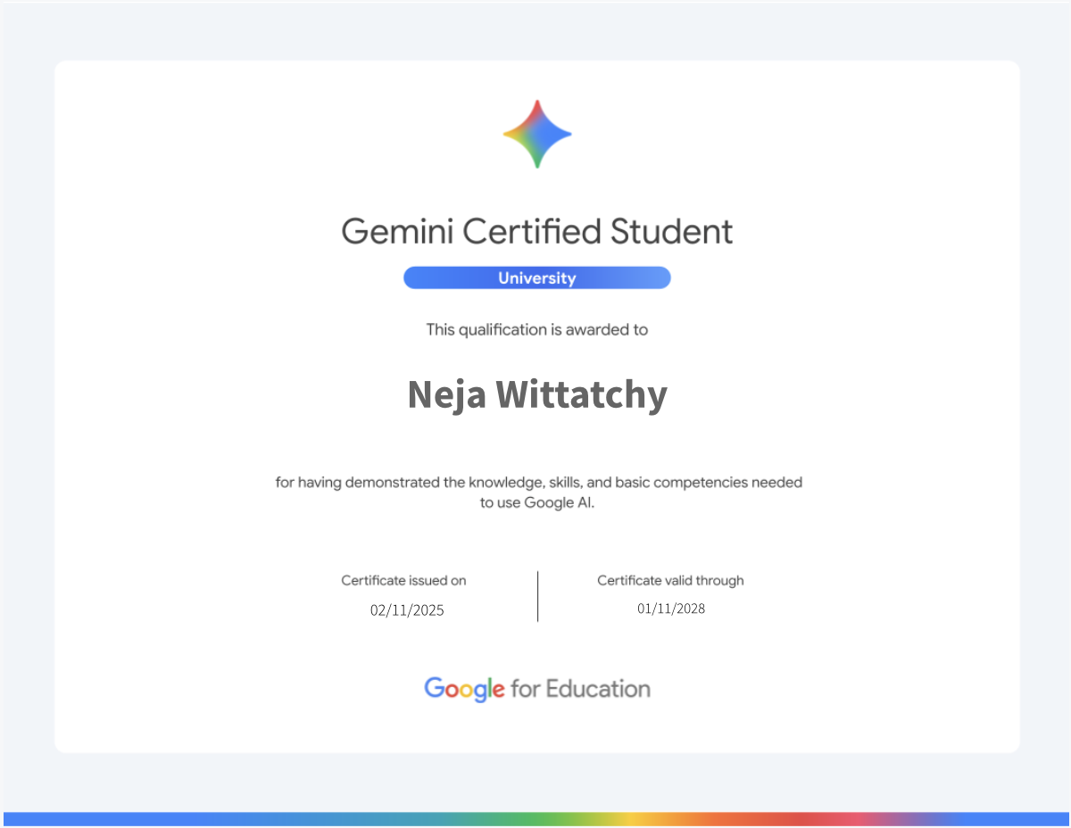 Gemini Certified University Student Certificate