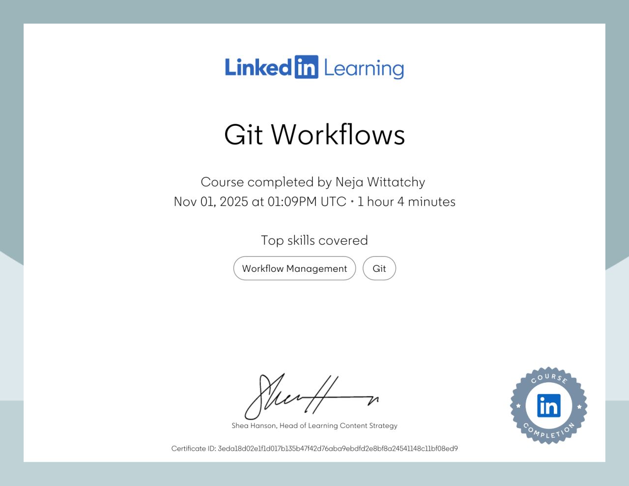 Git Workflows Certificate